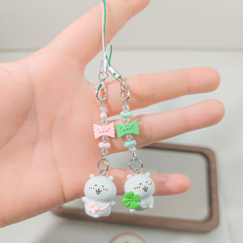 Florist Supplies - Cute Beaded Phone Strap Pink Green