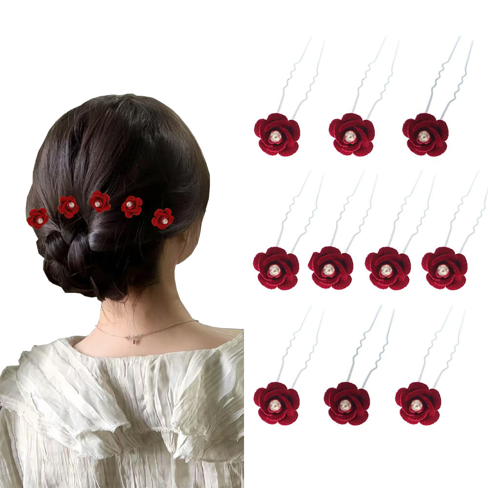 10Pcs Rose Hair Accessories We - مراجعة Flower Supplies وسعره
