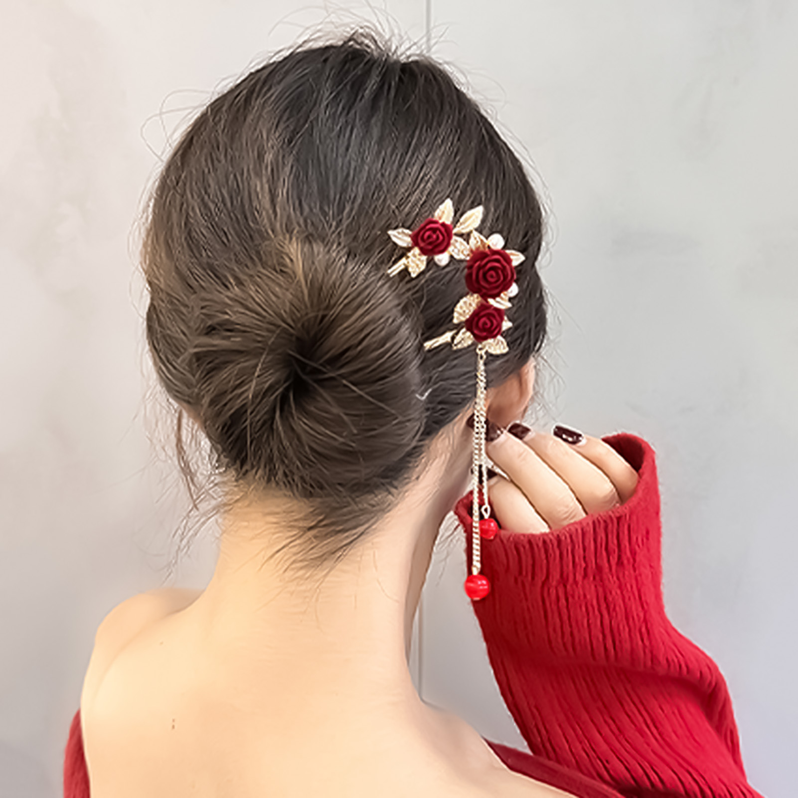Chinese Style Rose Flower Hair - مراجعة Flower Supplies وسعره